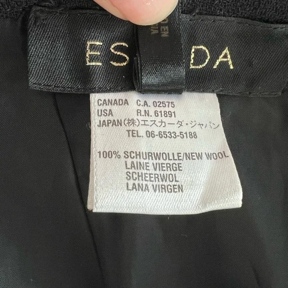 Escada Black 100% Wool Crepe Pencil Skirt with Ruffled Hem Size 38 (6) Like New - Picture 4 of 5